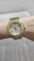  Shop Authentic Guess Luna Diamonds White Dial Gold Steel Strap Watch for Women - W0729L2 - Luxxuri