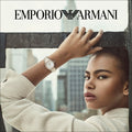  Shop Authentic Emporio Armani Three Hand Quartz Mother of Pearl Dial Two Tone Steel Strap Watch For Women - AR11569 - Luxxuri