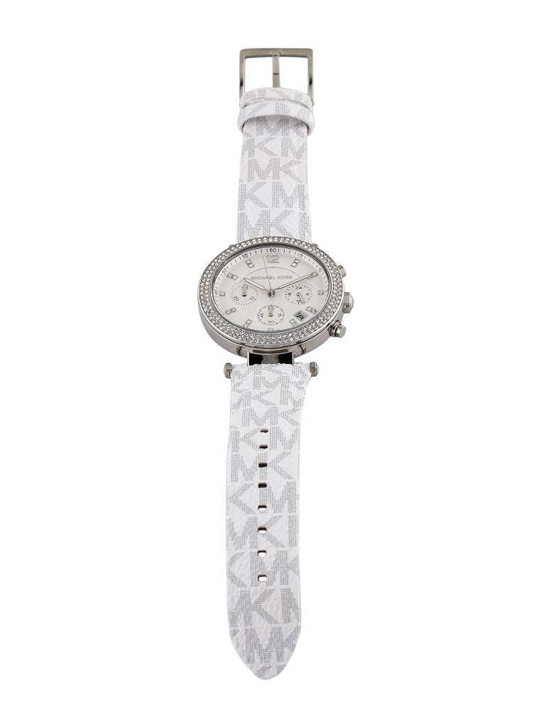  Shop Authentic Michael Kors Parker Chronograph White Dial White Leather Strap Watch For Women - MK7226 - Luxxuri