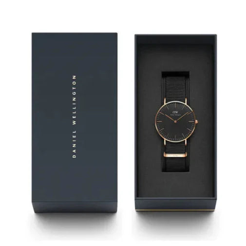  Shop Authentic Daniel Wellington Classic Cornwall Black Dial Black NATO Strap Watch For Women - DW00100150 - Luxxuri