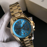  Shop Authentic Michael Kors Bradshaw Chronograph Blue Dial Gold Steel Strap Watch For Women - MK5975 - Luxxuri