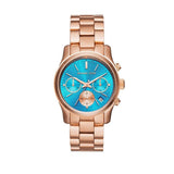  Shop Authentic Michael Kors Runway Chronograph Turquoise Dial Rose Gold Steel Strap Watch For Women - MK6164 - Luxxuri