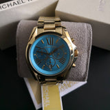  Shop Authentic Michael Kors Bradshaw Chronograph Blue Dial Gold Steel Strap Watch For Women - MK5975 - Luxxuri