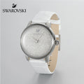  Shop Authentic Swarovski Crystalline Hours Silver Dial White Leather Strap Watch for Women - 5295383 - Luxxuri