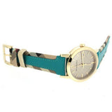  Shop Authentic Burberry The City Gold Dial Blue Leather Strap Watch for Women - BU9018 - Luxxuri