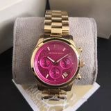  Shop Authentic Michael Kors Runway Iridescent Pink Dial Gold Steel Strap Watch for Women - MK5939 - Luxxuri