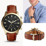  Shop Authentic Fossil Townsman Chronograph Black Dial Brown Leather Strap Watch for Men - FS5338 - Luxxuri