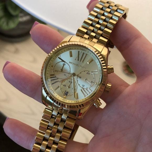  Shop Authentic Michael Kors Lexington Chronograph Gold Dial Gold Steel Strap Watch for Women - MK5556 - Luxxuri