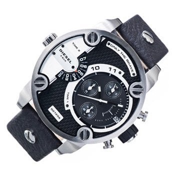  Shop Authentic Diesel Little Daddy Black Dial Black Leather Strap Watch For Men - DZ7256 - Luxxuri