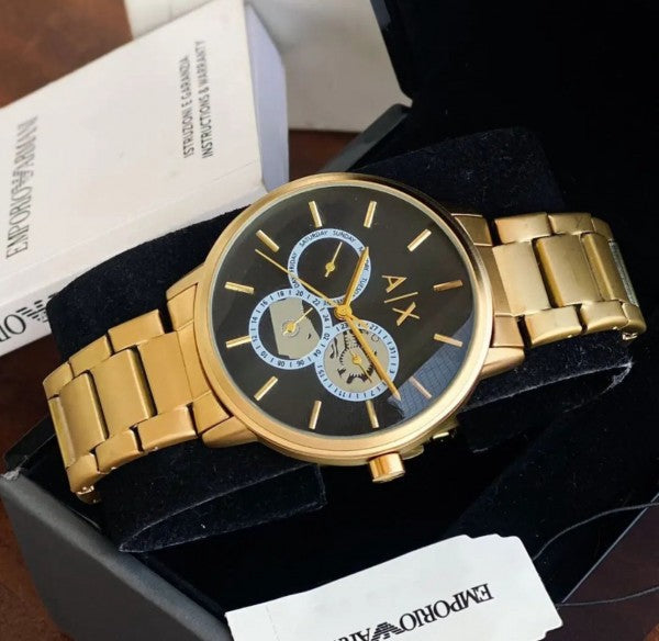  Shop Authentic Armani Exchange Cayde Chronograph Black Dial Gold Steel Strap Watch for Men - AX2747 - Luxxuri
