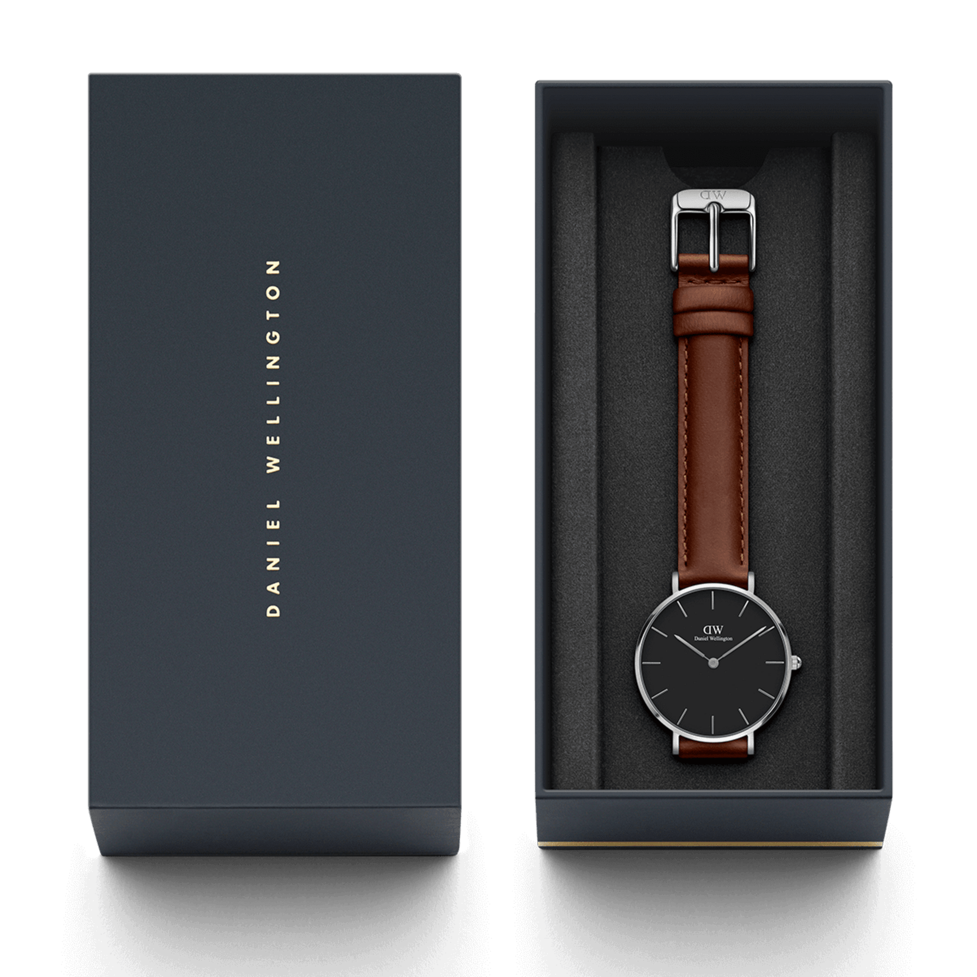  Shop Authentic Daniel Wellington Classic Petite St Mawes Black Dial Brown Leather Strap Watch For Women - DW00100181 - Luxxuri