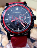  Shop Authentic Burberry The City Chronograph Black Dial Red Rubber Strap Watch For Men - BU9805 - Luxxuri
