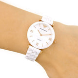  Shop Authentic Emporio Armani Ceramica Mother of Pearl Dial White Ceramic Strap Watch For Women - AR1486 - Luxxuri