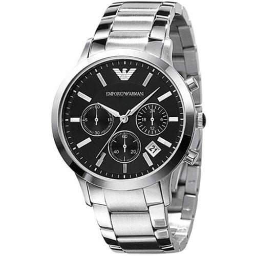  Shop Authentic Emporio Armani Classic Chronograph Black Dial Silver Steel Strap Watch For Men - AR2434 - Luxxuri