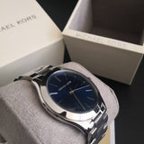  Shop Authentic Michael Kors Slim Runway Quartz Blue Dial Silver Steel Strap Watch For Women - MK3379 - Luxxuri