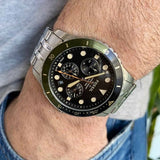  Shop Authentic Fossil FB-01 Chronograph Black Dial Silver Steel Strap Watch for Men - FS5864 - Luxxuri