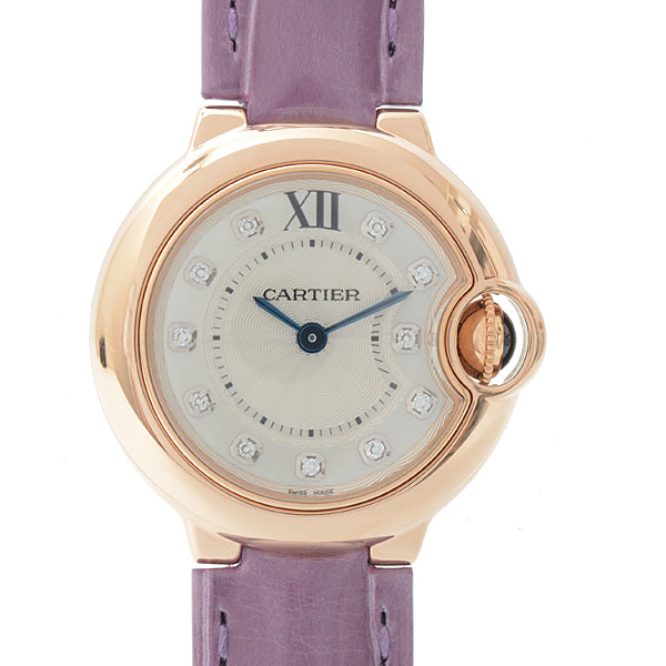  Shop Authentic Cartier Ballon Bleu Diamonds White Dial Pink Leather Strap Watch for Women - WE902050 - Luxxuri