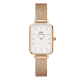  Shop Authentic Daniel Wellington Quadro Melrose White Dial Gold Mesh Strap Watch For Women - DW00100431 - Luxxuri