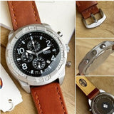  Shop Authentic Fossil Bronson Chronograph Luggage Blue Dial Brown Leather Strap Watch for Men - FS5829 - Luxxuri