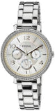 Shop Authentic Fossil Jacqueline Multi-Function Mother of Pearl Dial Silver Steel Strap Watch for Women - ES3755 - Luxxuri