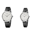  Shop Authentic Calvin Klein Even Silver Black Leather Strap Watch for Women - K7B231C6 - Luxxuri