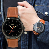  Shop Authentic Fossil The Minimalist Black Dial Brown Leather Strap Watch for Men - FS5305 - Luxxuri