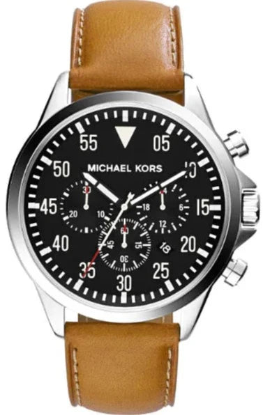  Shop Authentic Michael Kors Gage Chronograph Quartz Black Dial Brown Leather Strap Watch For Men - MK8333 - Luxxuri