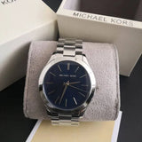  Shop Authentic Michael Kors Slim Runway Quartz Blue Dial Silver Steel Strap Watch For Women - MK3379 - Luxxuri