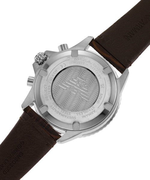  Shop Authentic Emporio Armani Diver Chronograph Brown Dial Brown Leather Strap Watch For Men - AR11486 - Luxxuri