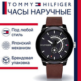  Shop Authentic Tommy Hilfiger Denim Black Dial Brown Leather Strap Watch for Men - 1791478 - Luxxuri