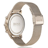  Shop Authentic Hugo Boss Companion Chronograph Black Dial Rose Gold Steel Strap Watch For Men - 1513548 - Luxxuri