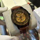  Shop Authentic Fossil Townsman Automatic Skeleton Brown Dial Brown Leather Strap Watch for Men - ME3098 - Luxxuri