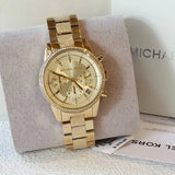  Shop Authentic Michael Kors Ritz Chronograph Gold Dial Gold Steel Strap Watch For Women - MK6597 - Luxxuri
