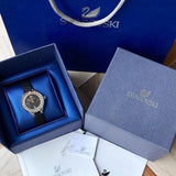  Shop Authentic Swarovski Lovely Crystals Mother of Pearl Black Dial Black Leather Strap Watch for Women - 5242898 - Luxxuri