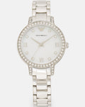 Emporio Armani Cleo Crystals Mother Of Pearl Dial Silver Steel Strap Watch For Women - AR11484
