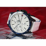 Shop Authentic Tommy Hilfiger Bank Chronograph White Dial White Rubber Strap Watch for Men - 1791723 - Luxxuri