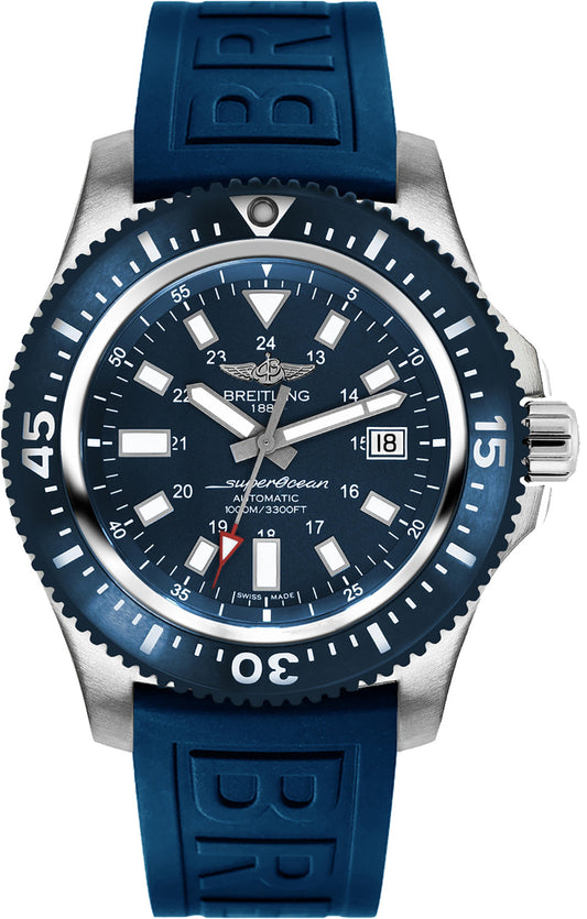  Shop Authentic Breitling Superocean 44mm Diver Pro III Special Mariner Blue Dial Blue Rubber Strap Mens Watch - Y1739316/C959 - Luxxuri