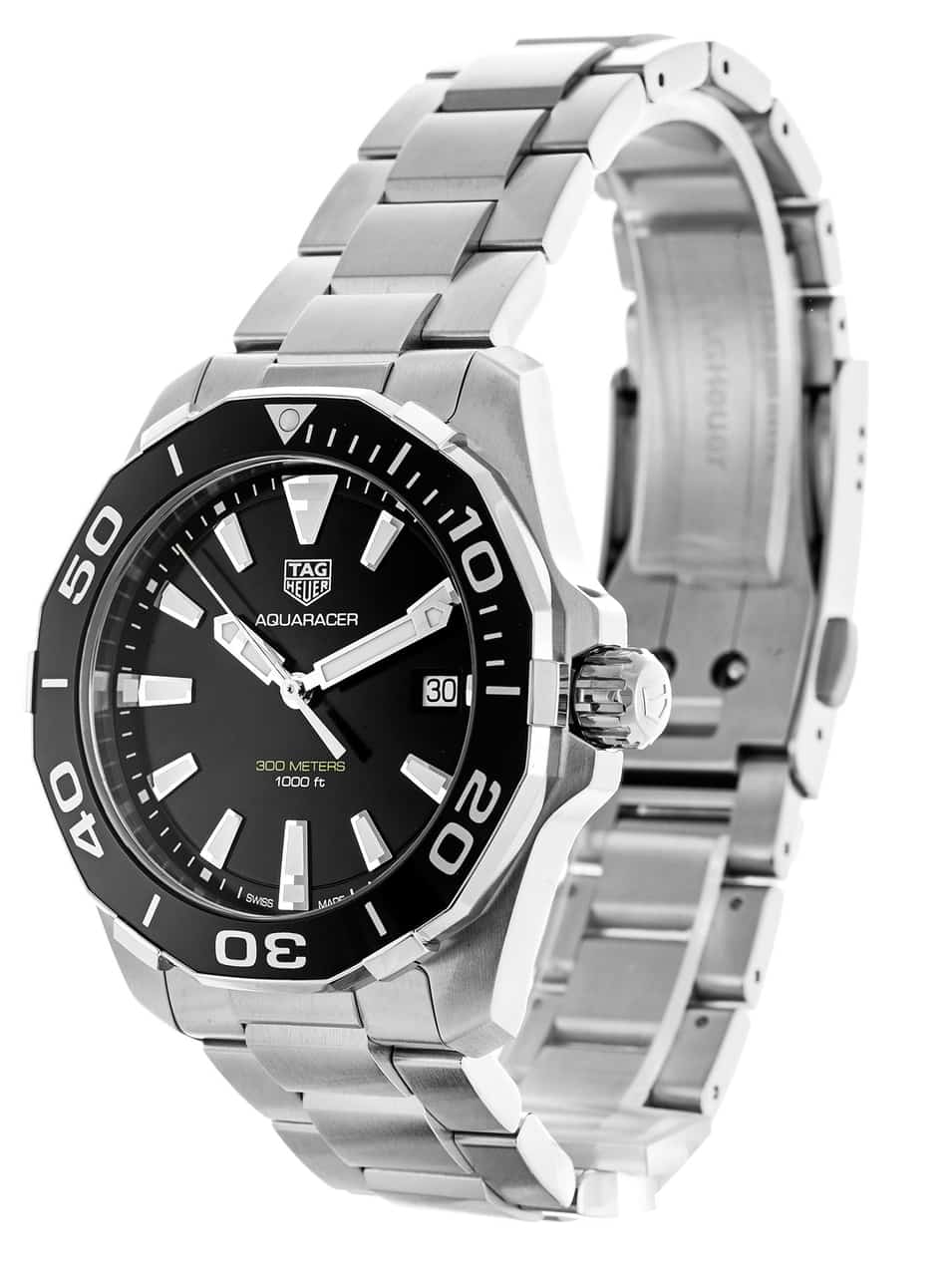 Tag Heuer Aquaracer Black Dial Silver Steel Strap Watch for Men - WAY111A.BA0928