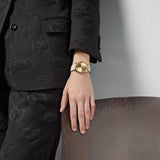  Shop Authentic Gucci G Timeless Quartz Gold Dial Beige Leather Strap Watch For Women - YA1264180 - Luxxuri