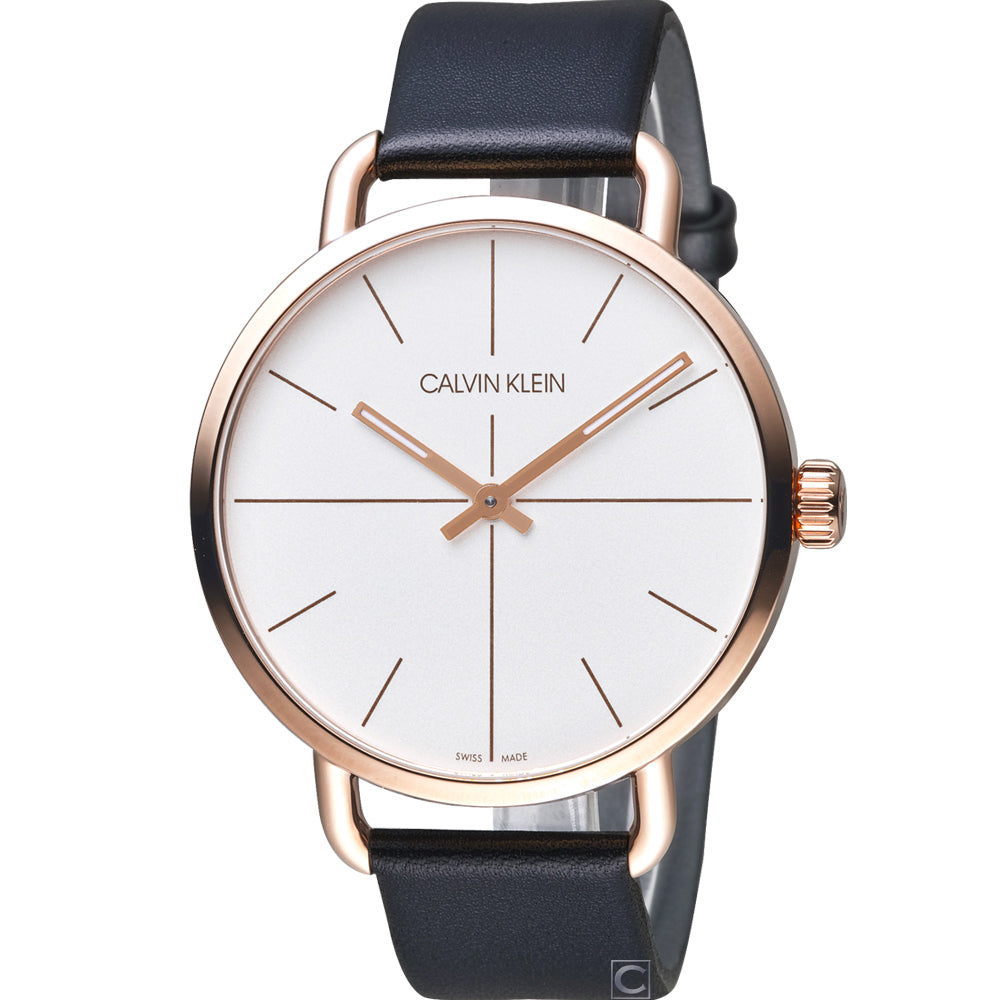  Shop Authentic Calvin Klein Even White Dial Black Leather Strap Watch for Women - K7B216C6 - Luxxuri