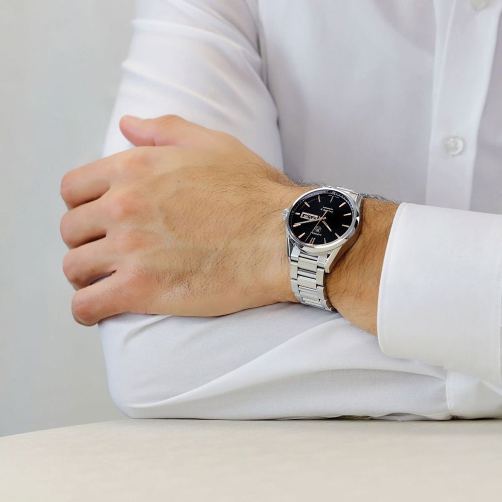  Shop Authentic Tag Heuer Carrera Calibre 5 Automatic Black Dial Silver Steel Strap Watch for Men - WAR201C.BA0723 - Luxxuri