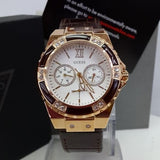  Shop Authentic Guess Limelight Analog White Dial Brown Leather Strap Watch For Women - W0775l14 - Luxxuri