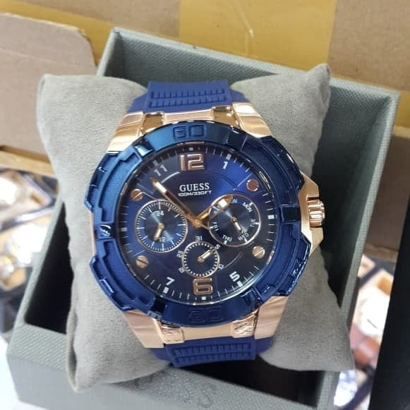  Shop Authentic Guess Genesis Quartz Blue Dial Blue Silicone Strap Watch For Men - W1254G3 - Luxxuri