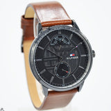  Shop Authentic Tommy Hilfiger Hunter Black Dial Brown Leather Strap Watch for Men - 1791604 - Luxxuri