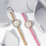  Shop Authentic Michael Kors Parker Chronograph White Dial Two Tone Leather Strap Watch For Women - MK6950 - Luxxuri