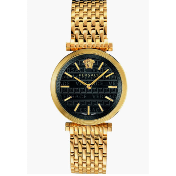  Shop Authentic Versace V-Twist Black Dial Gold Mesh Bracelet Watch for Women - VELS00819 - Luxxuri