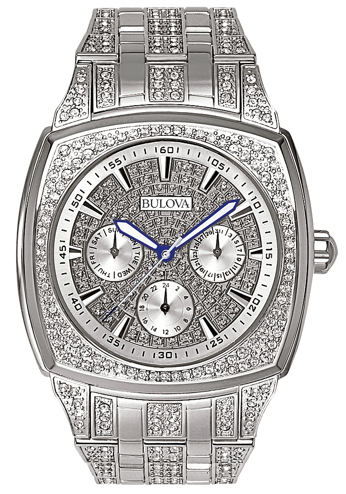  Shop Authentic Bulova Crystal Collection Phantom Silver Dial Silver Steel Strap Watch for Men - 96C002 - Luxxuri