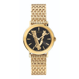  Shop Authentic Versace Virtus Quartz Black Dial Gold Steel Strap Watch for Women - VEHC00619 - Luxxuri