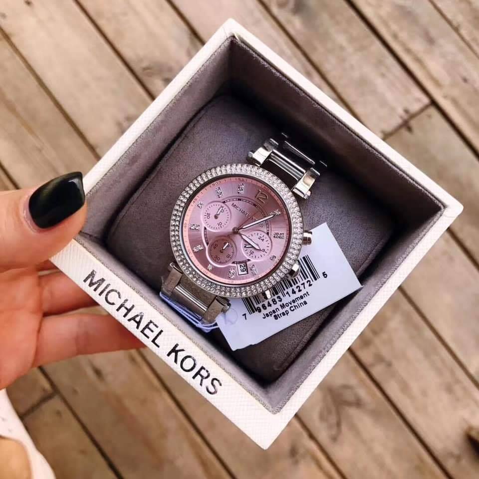  Shop Authentic Michael Kors Parker Chronograph Pink Dial Silver Steel Strap Watch For Women - MK6105 - Luxxuri