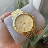  Shop Authentic Michael Kors Slim Runway Gold Dial Gold Steel Strap Watch for Women - MK3335 - Luxxuri
